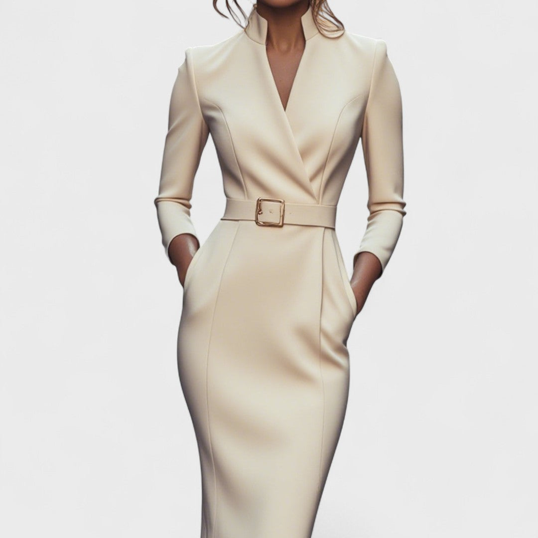 Amelda | Refined Dress with Belt and Collar