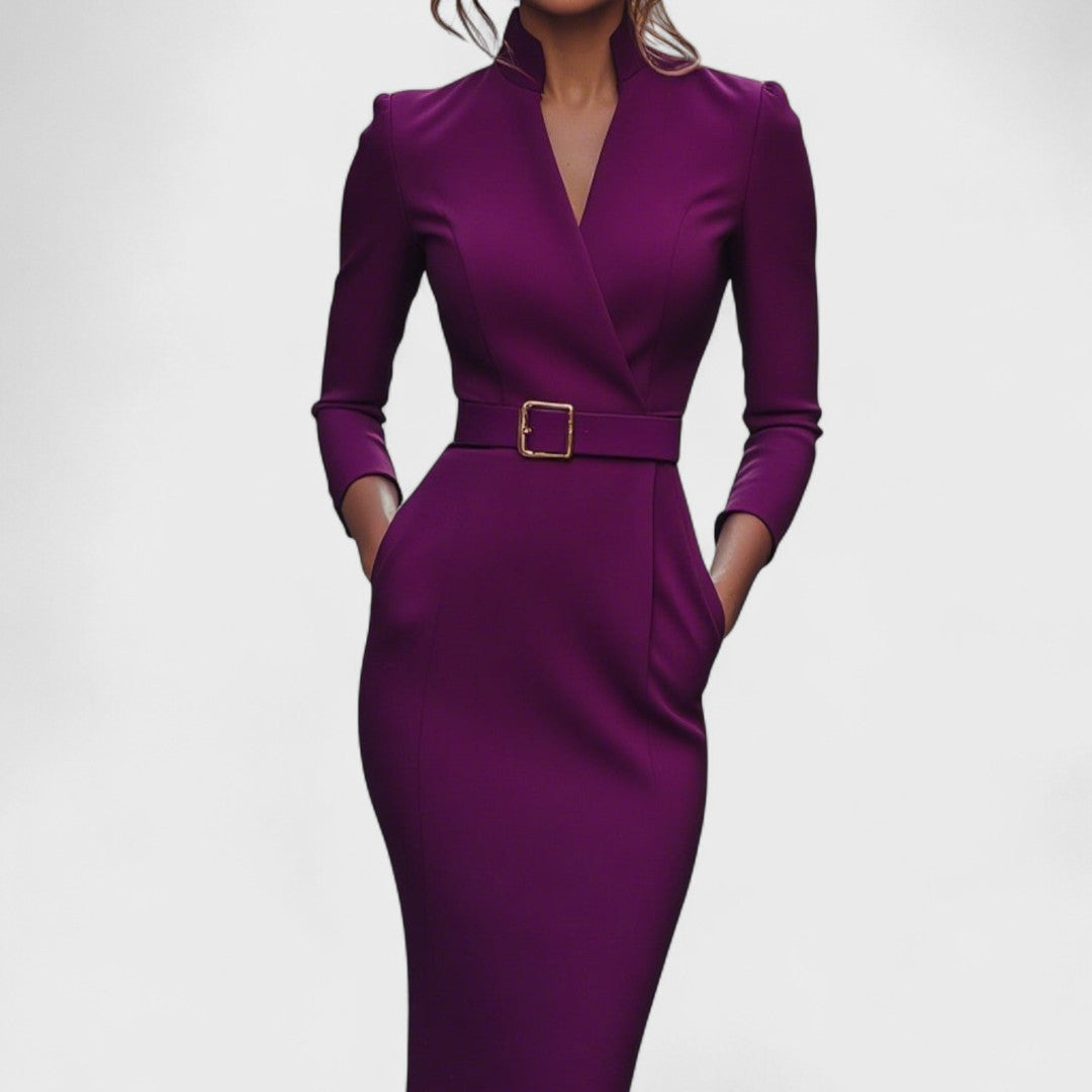 Amelda | Refined Dress with Belt and Collar
