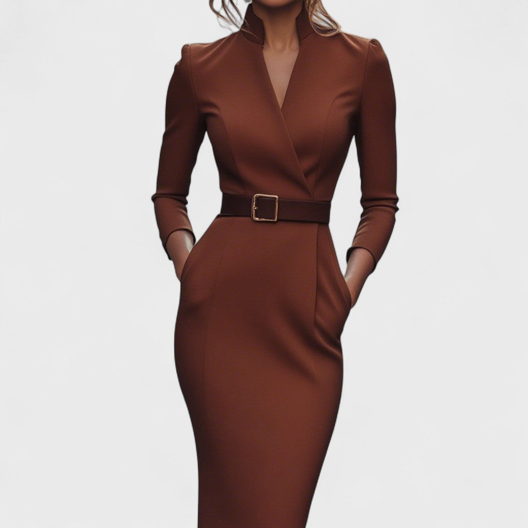 Amelda | Refined Dress with Belt and Collar