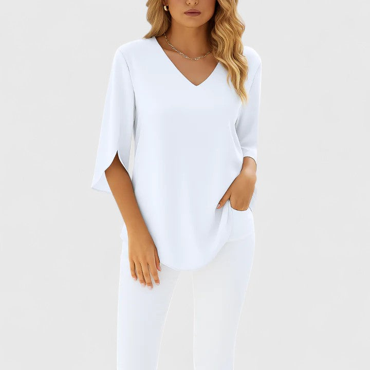 Violetta™ | Blouse Col V Sophistiquée