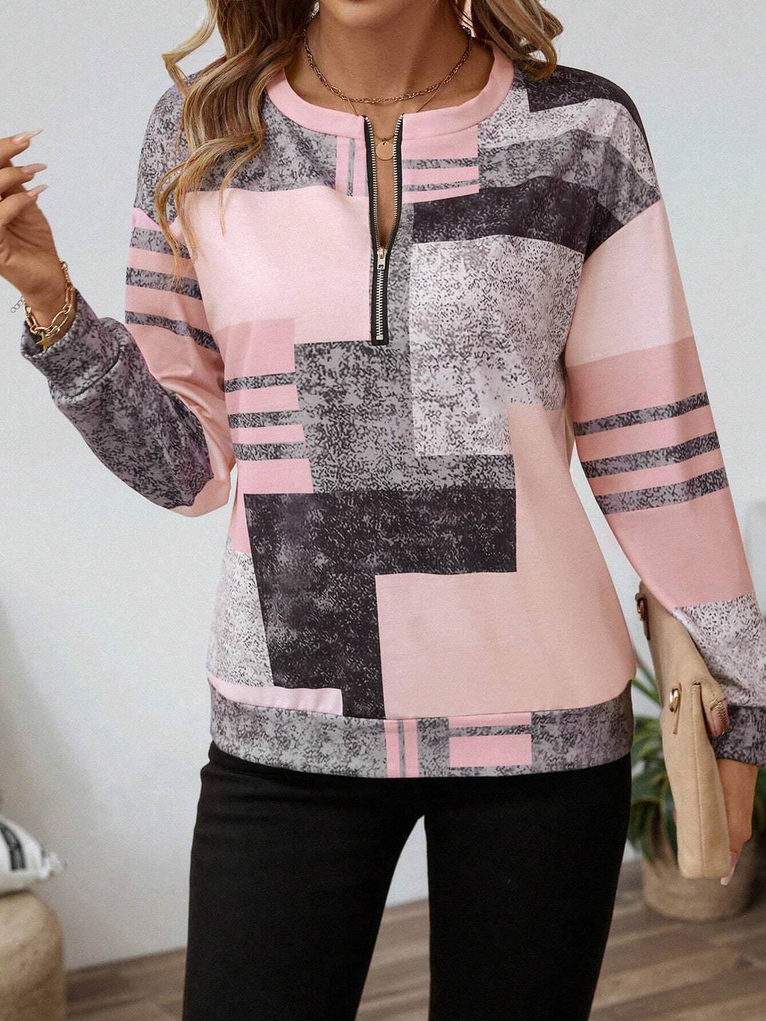 Thekla | Pull imprimé graphique avec fermeture éclair