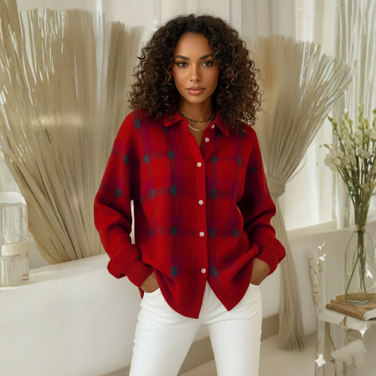 Anna™ | Cardigan en Tricot Doux à Carreaux