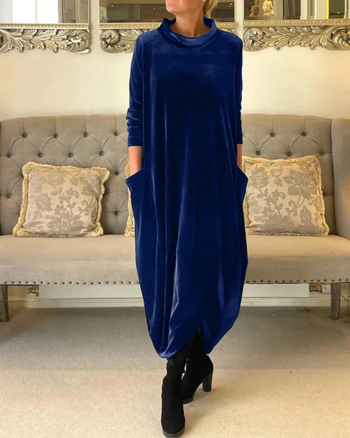 Herma | Elegante Maxijurk Van Fluweel Met Zakken