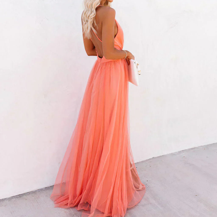 ELOISÉ | ROBE MAXI LUMIÈRE CORAIL