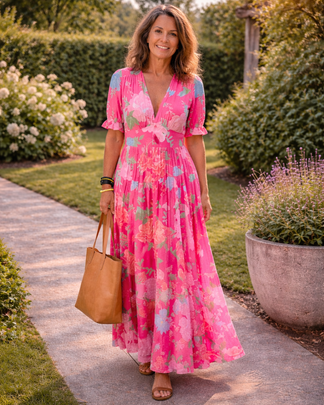 Lénie | Robe midi fleurie col V