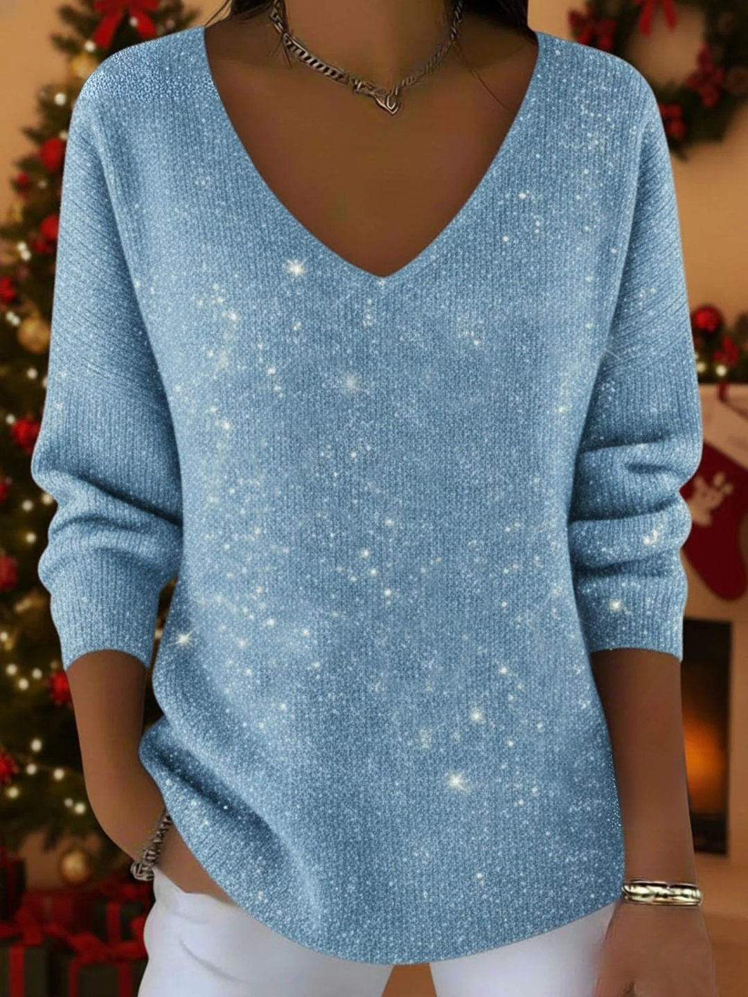 Aliciá | Pull festif pour femme à col en V
