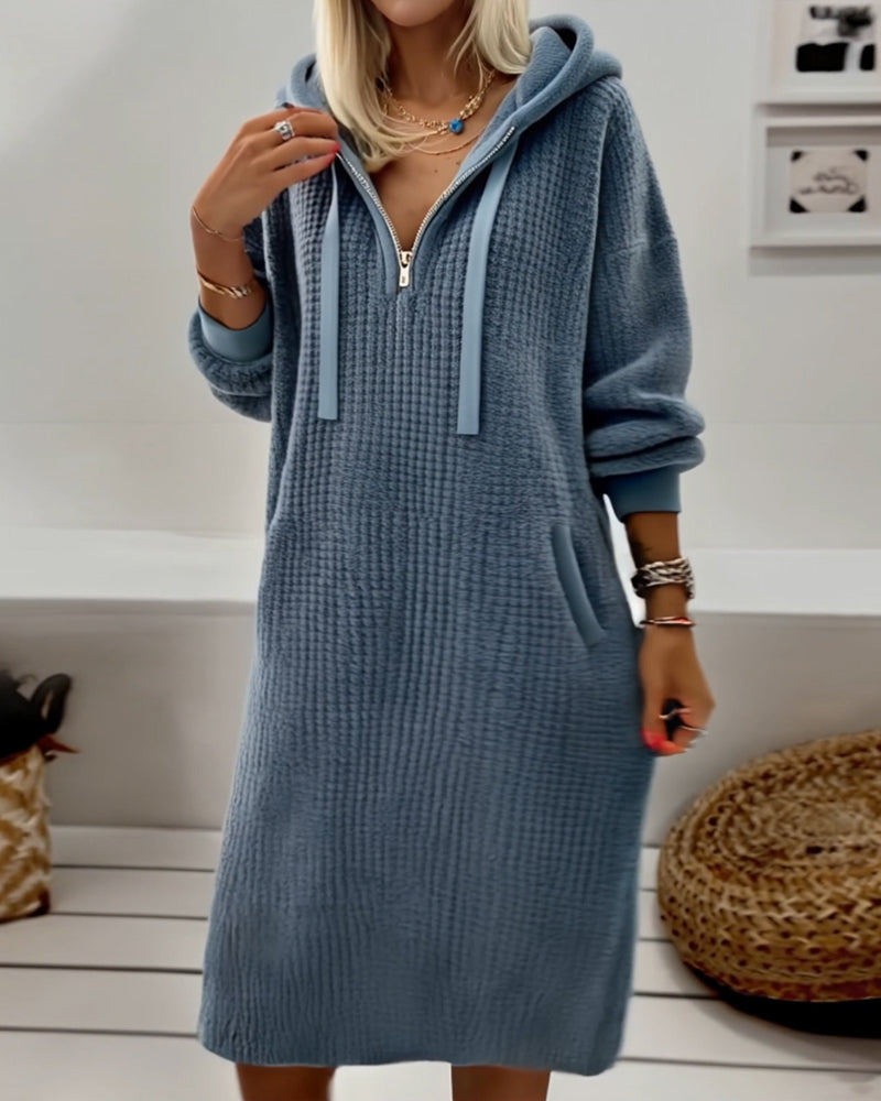 Aafke | Robe décontractée à capuche et maille nid d'abeille
