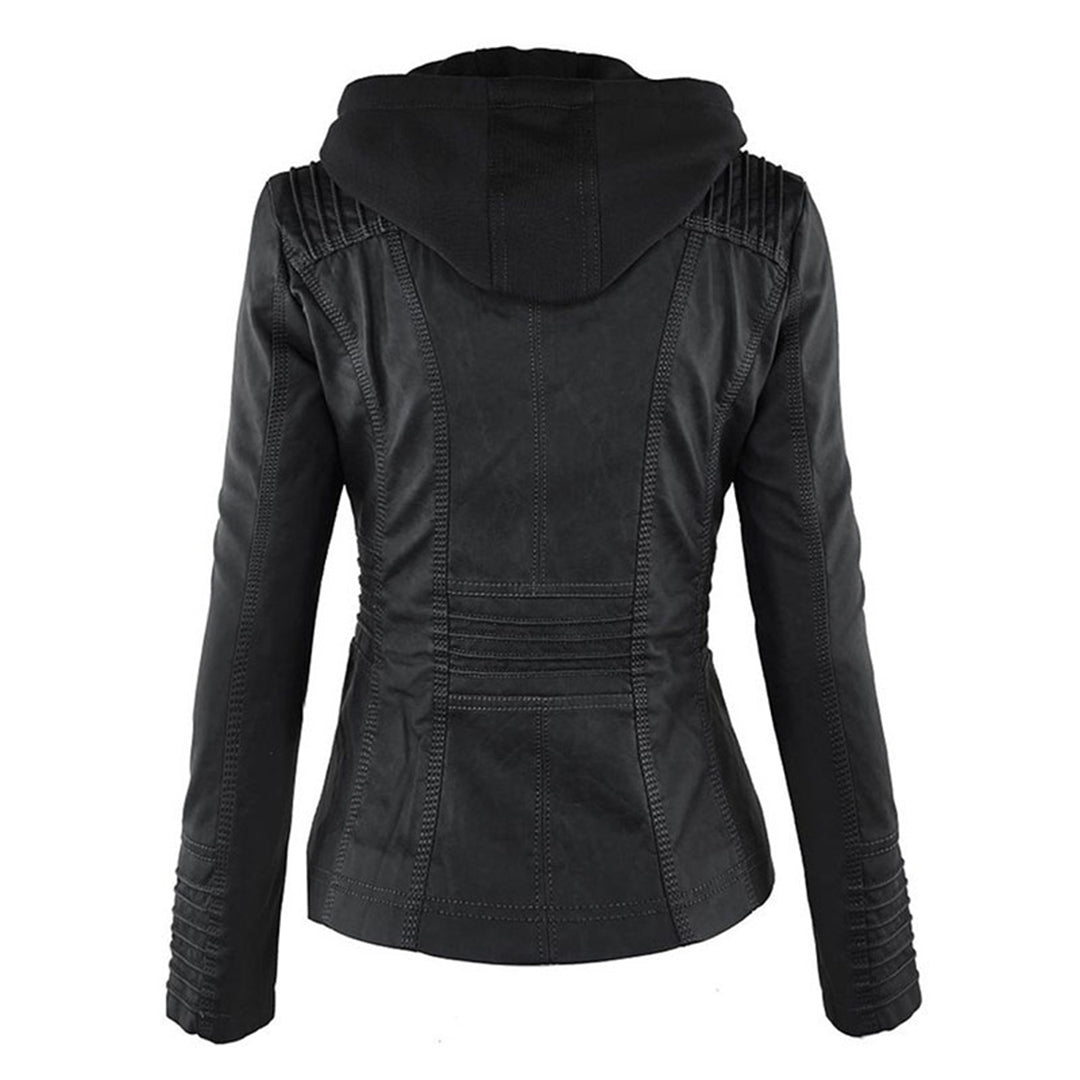Eva™ | Elegant leather jacket with hood