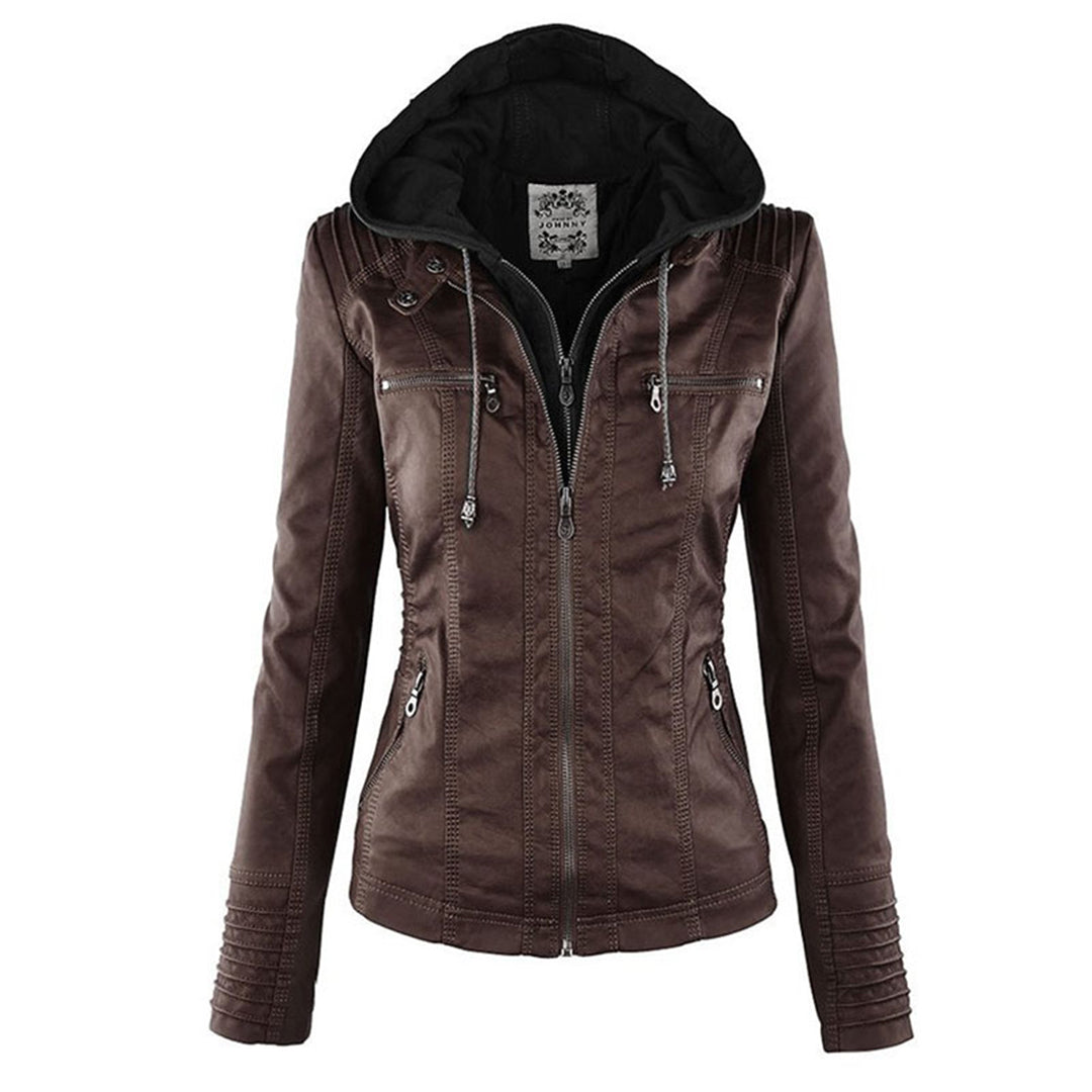 Eva™ | Elegant leather jacket with hood