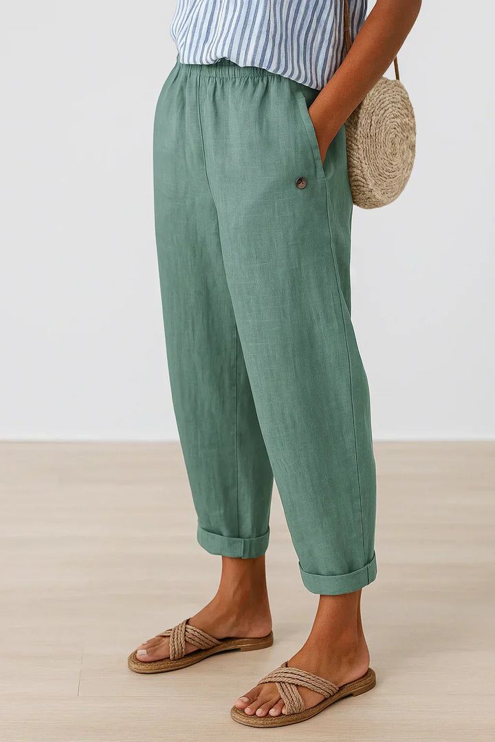 Edith - Pantalon Léger et Lin et Coton Élégant