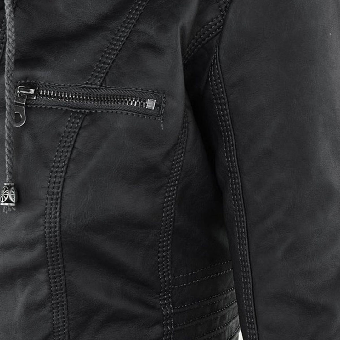 Eva™ | Elegant leather jacket with hood