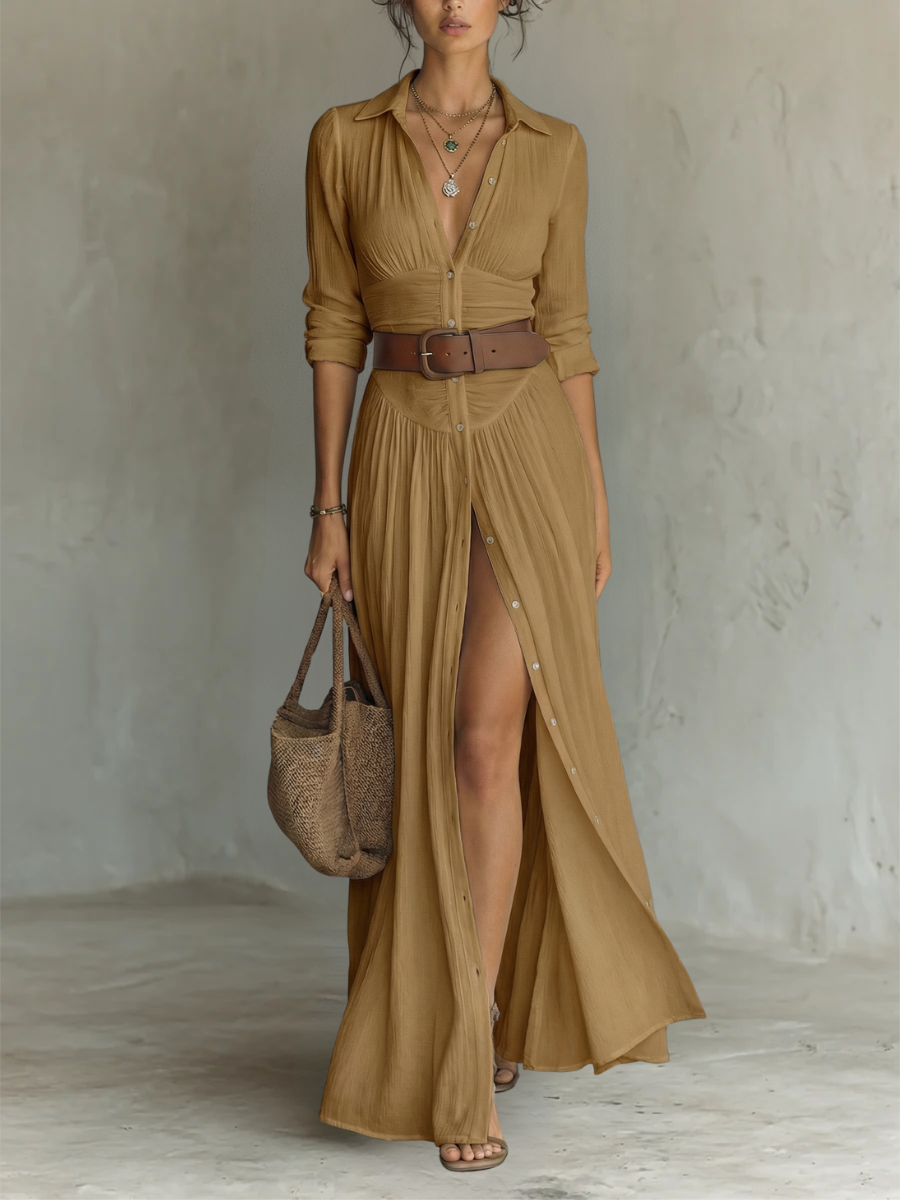 Annastasia  — Robe maxi élégante à col revers