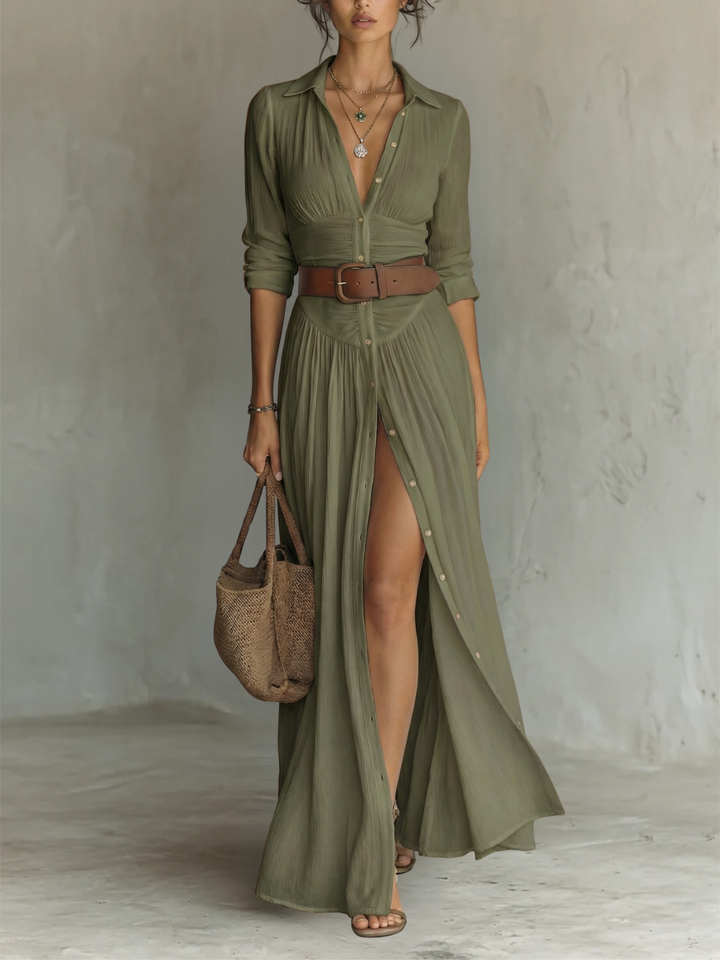 Annastasia  — Robe maxi élégante à col revers