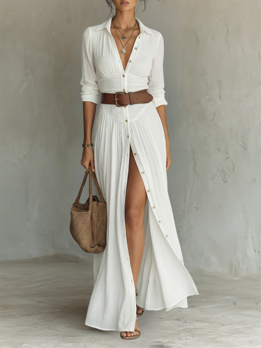 Annastasia  — Robe maxi élégante à col revers