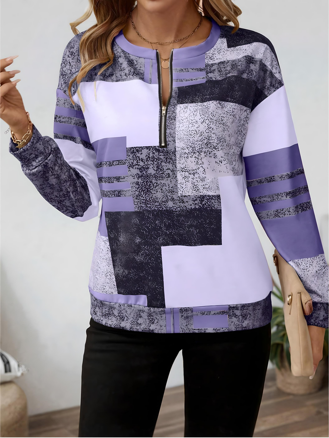 Thekla | Pull imprimé graphique avec fermeture éclair