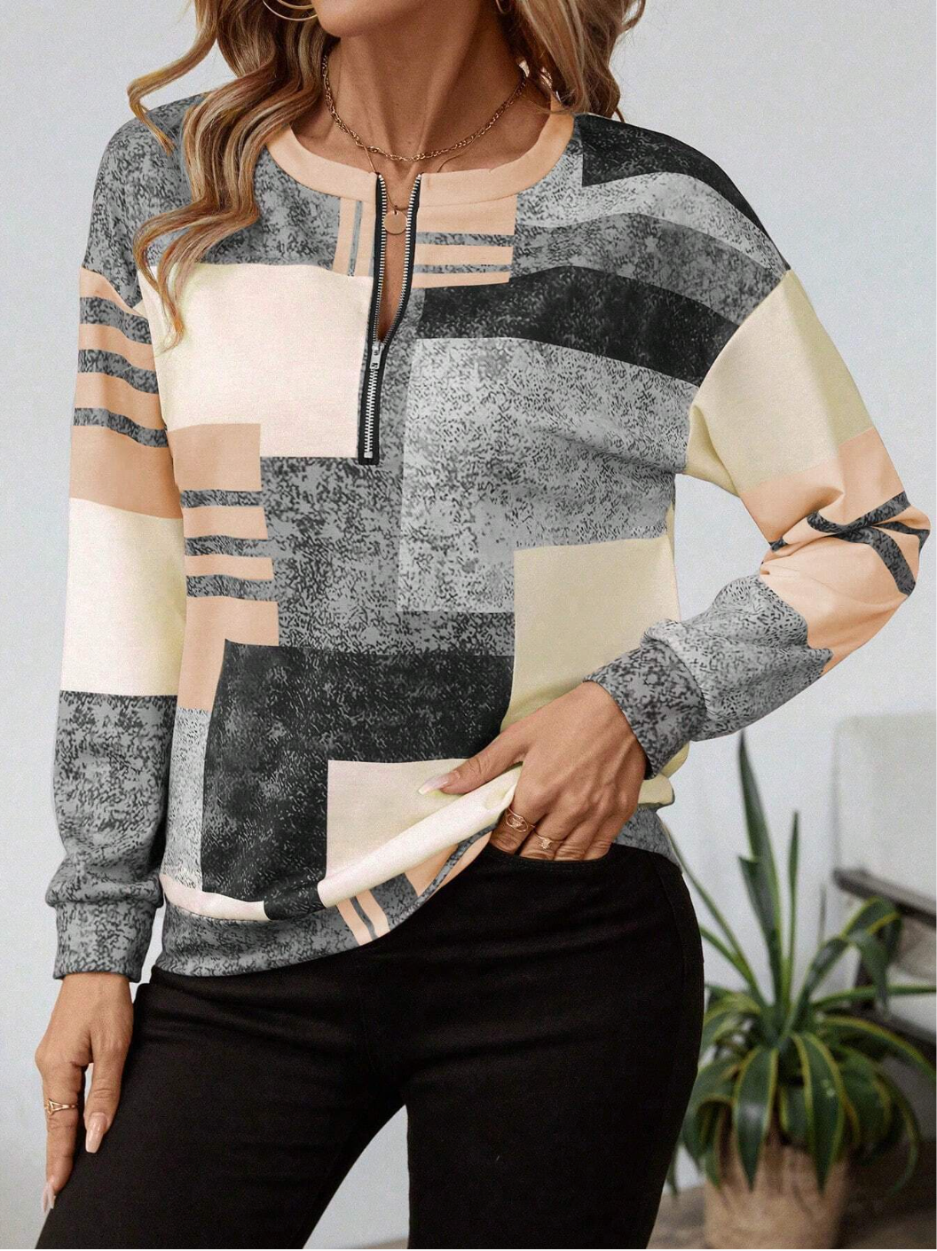 Thekla | Pull imprimé graphique avec fermeture éclair