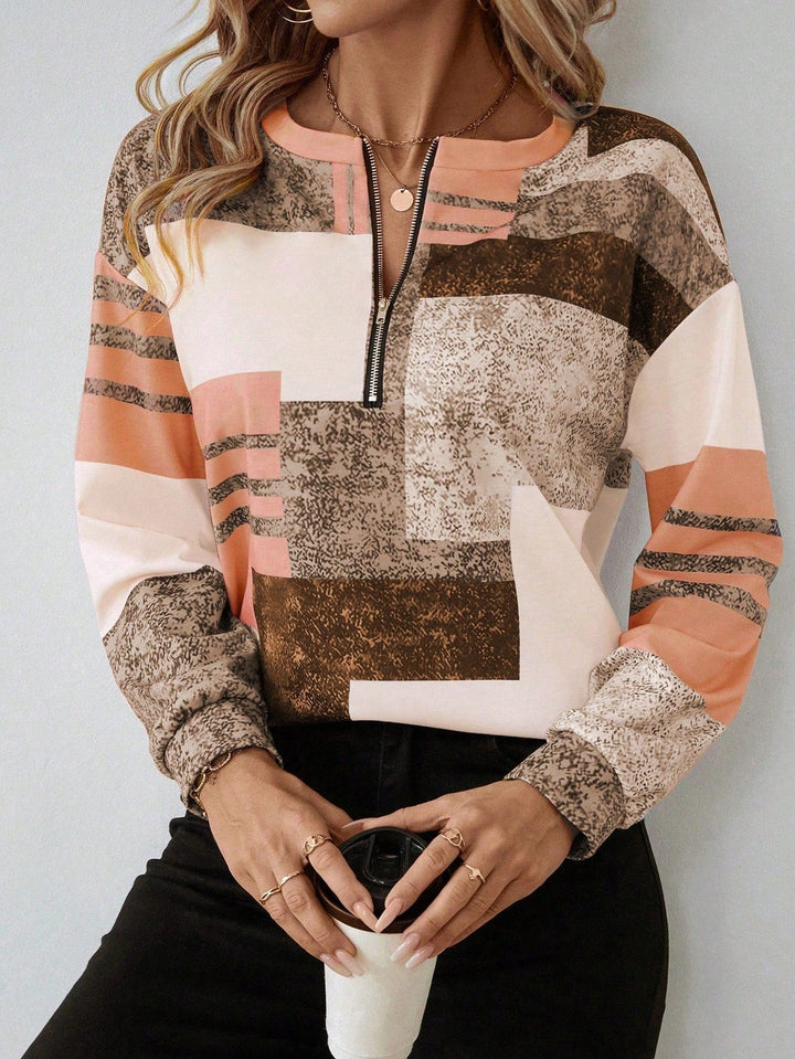 Thekla | Pull imprimé graphique avec fermeture éclair
