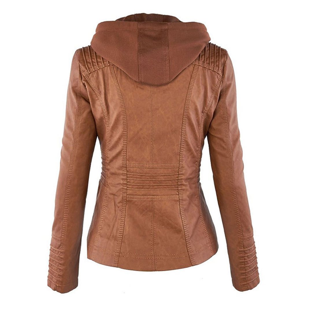 Eva™ | Elegant leather jacket with hood