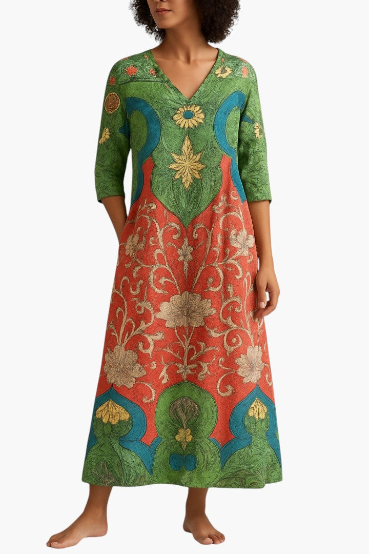 Mirthe | Robe longue à imprimé floral vintage 