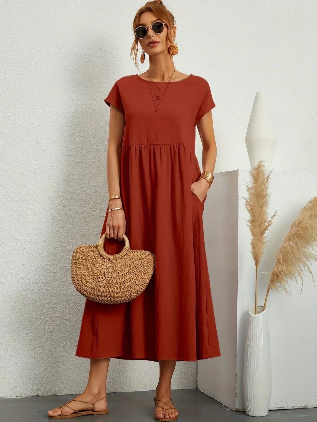 Gabrielle™ — Robe midi fluide, élégance intemporelle