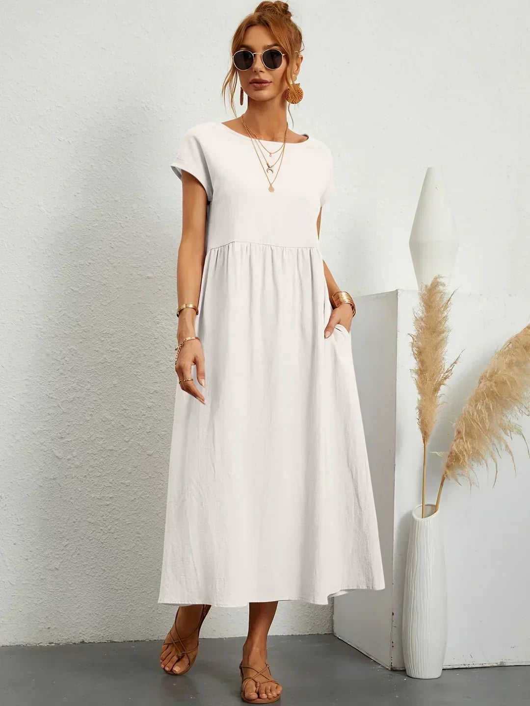 Gabrielle™ — Robe midi fluide, élégance intemporelle