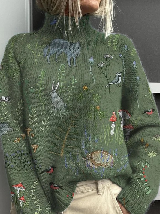 Nolda | Knitted sweater with nature motifs 