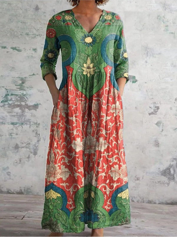 Mirthe | Maxi jurk met vintage bloemenprint